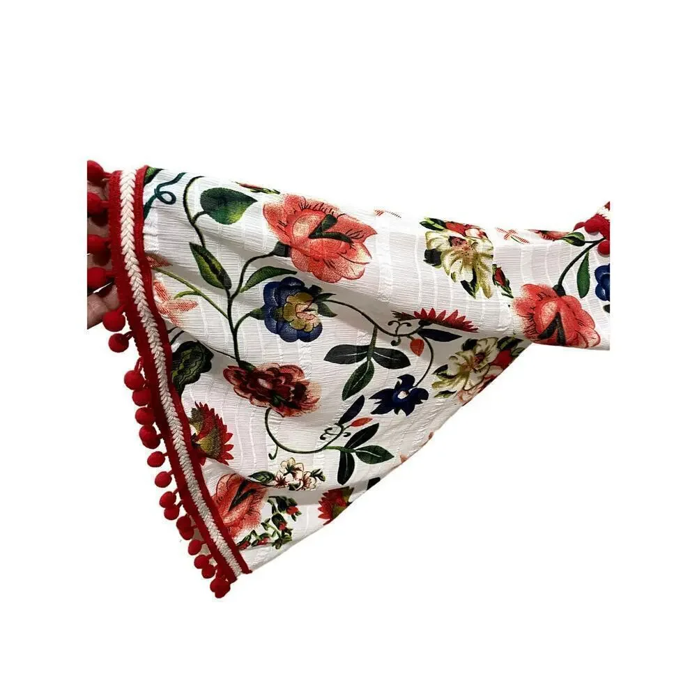 Matilda White Blouse w/ Floral Print. Size L (EUC) - Picture 4 of 7